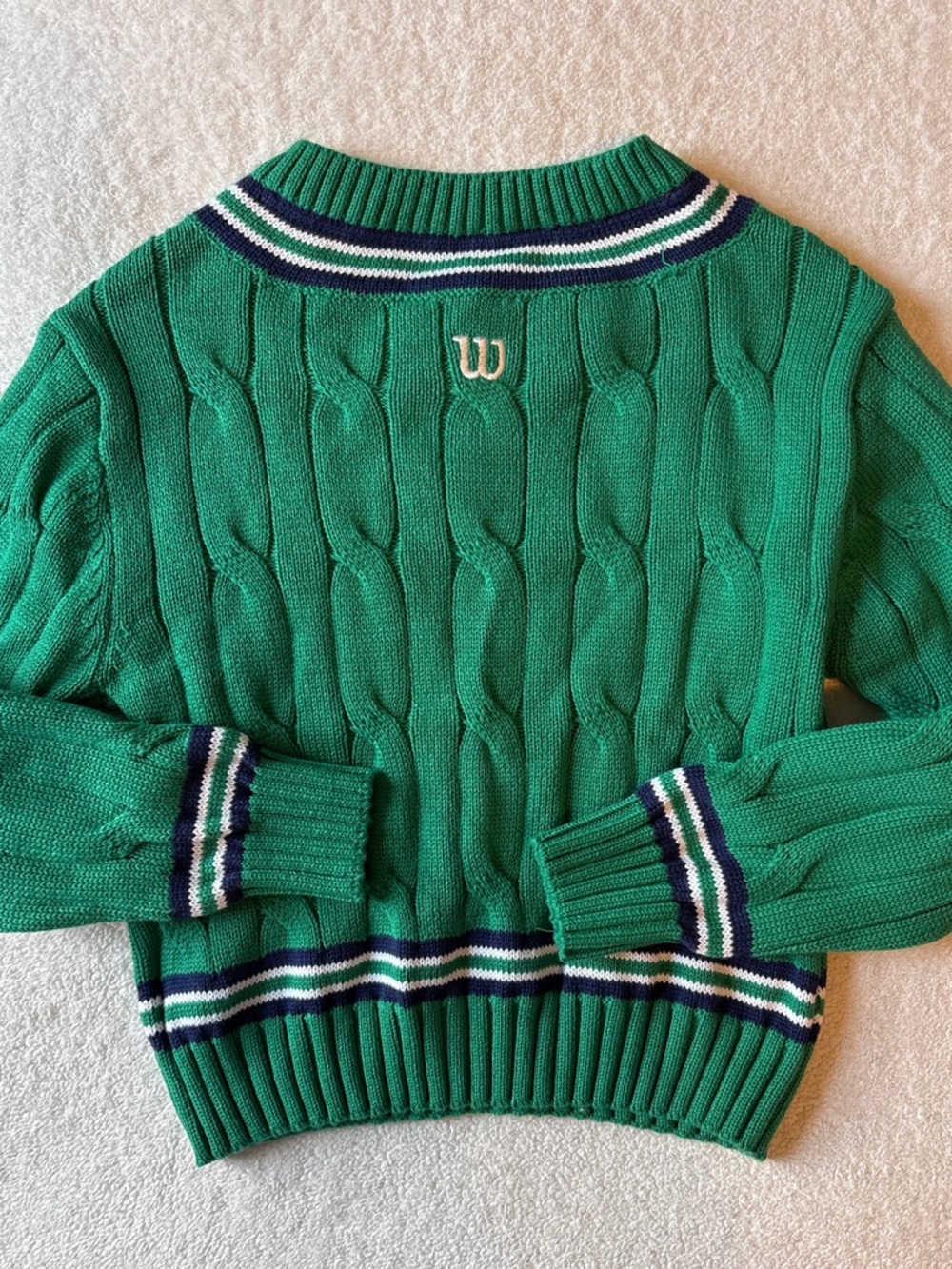 Wilson Preppy Tennis Sweater, Green w Blue White. Size 6/6x - Picture 8 of 8